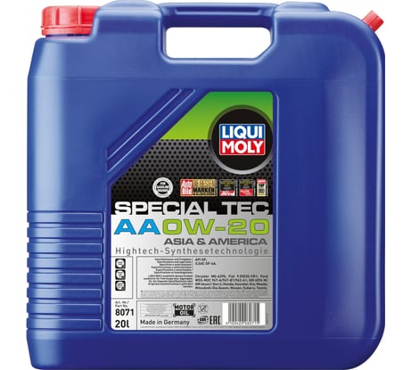 НС-синтетическое моторное масло LIQUI MOLY Special Tec AA 0W-20 SN Plus + RC GF-5, 20л 8071