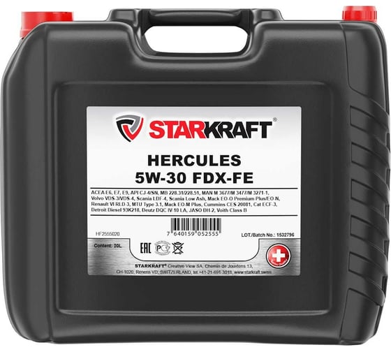 Синтетическое моторное масло STARKRAFT hercules 5w-30 fdx-fe, 20л HF2555020