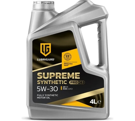 Моторное масло lubrigard SUPREME SYNTHETIC PRO C3 5W-30 4л LGPSPMSC3530CH16 1