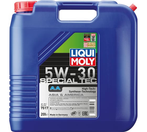 НС-синтетическое моторное масло LIQUI MOLY Special Tec AA 5W-30 20л 7517 1