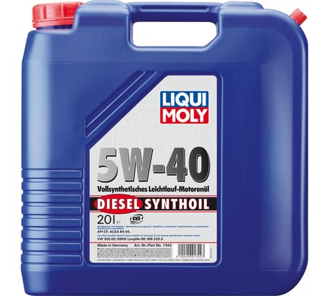Синтетическое моторное масло 20л 5W-40 LIQUI MOLY Diesel Synthoil 1342