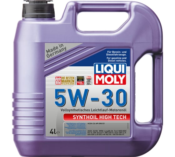 Синтетическое моторное масло 4л 5W-30 LIQUI MOLY Synthoil High Tech 9076