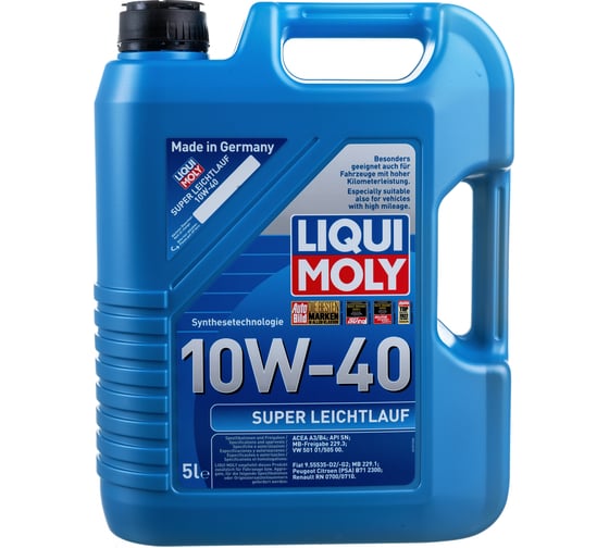 Моторное масло LIQUI MOLY Super Leichtlauf НС-синтетическое 10W-40, SN, A3/B4, 5 л 1929
