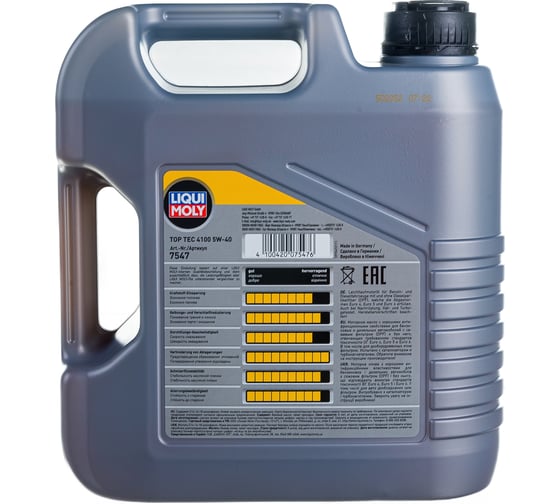 НС-синтетическое моторное масло LIQUI MOLY Top Tec 4100 5W-40 4л 7547