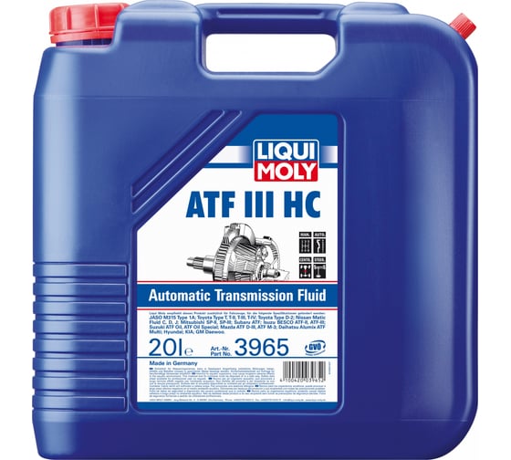 НС-синтетическое трансмиссионное масло для АКПП LIQUI MOLY ATF III HC 20л 3965
