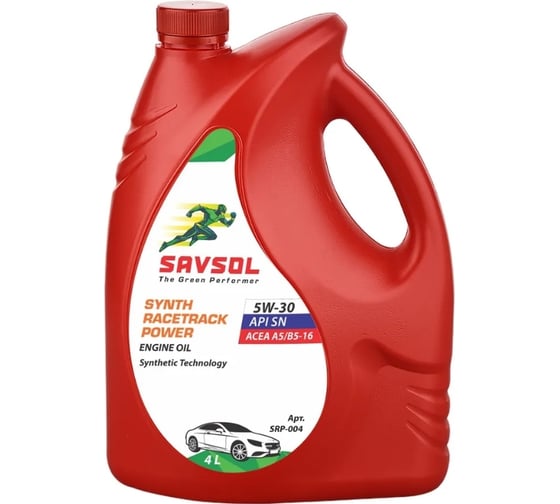 Синтетическое моторное масло SAVSOL POWER 5W-30, ACEA А5/В5-16, API SN/CF, 4 л SRP-004 1