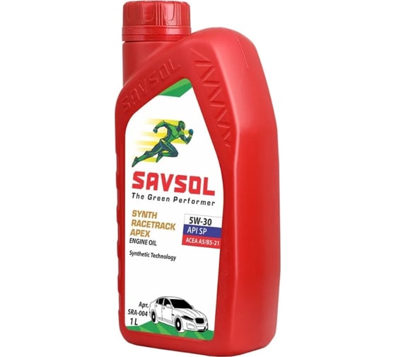 Синтетическое моторное масло SAVSOL APEX 5W-30, ACEA А5/В5-21, API SP/CF, 1 л SRA-001