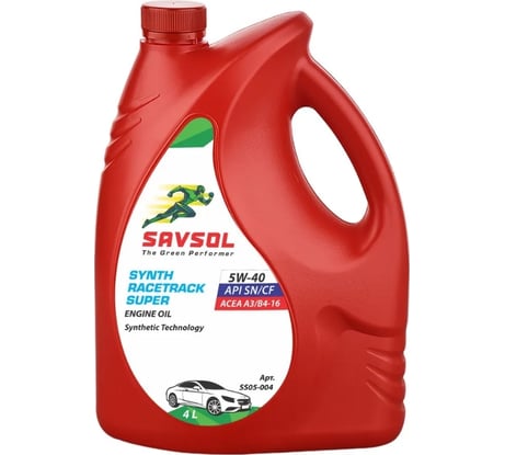 Синтетическое моторное масло SAVSOL SUPER 5W-40 ACEA A3/B4-16 API SN/CF 4 л SS05-004