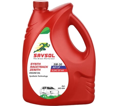 Синтетическое моторное масло SAVSOL ZENITH 5W-30, API SP/SN Plus, ILSAC GF-6A, 4 л SRZ-004