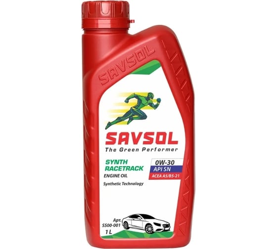Синтетическое моторное масло SAVSOL 0W-30, ACEA A5/B5-21, API SN/CF, 1 л SS00-001