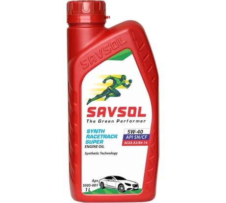 Синтетическое моторное масло SAVSOL SUPER 5W-40, ACEA A3/B4-16, API SN/CF, 1 л SS05-001