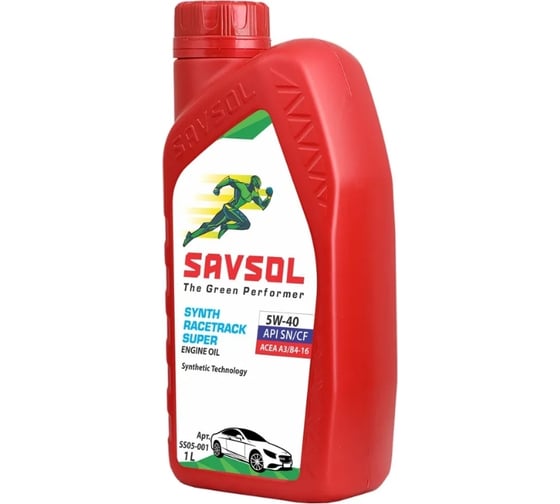 Синтетическое моторное масло SAVSOL SUPER 5W-40, ACEA A3/B4-16, API SN/CF, 1 л SS05-001
