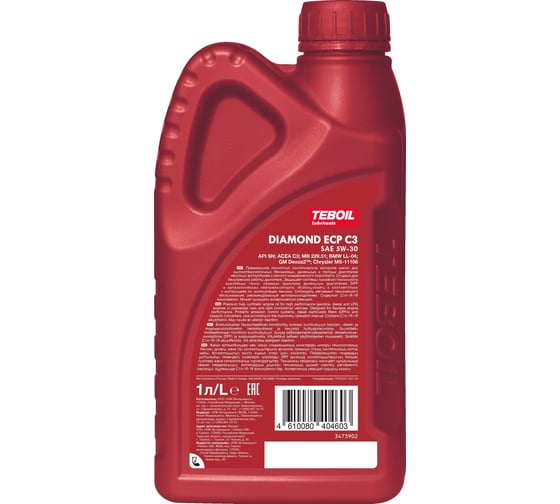 Моторное масло diamond ecp c3 5w-30, 1л TEBOIL 3453873