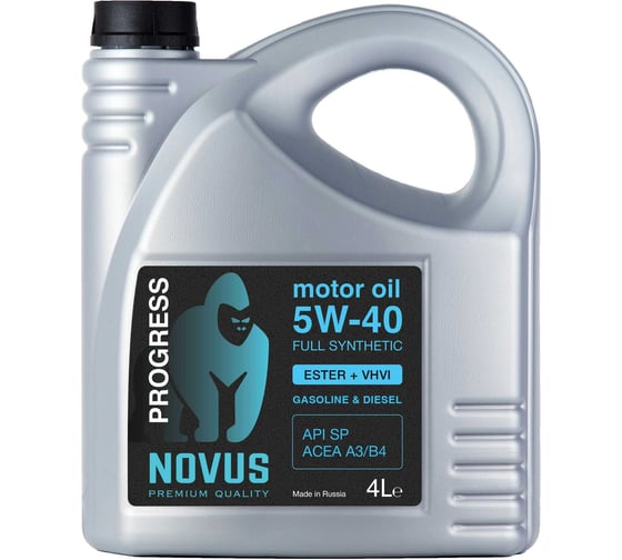 Моторное масло Новус NOVUS PROGRESS 5W-40 (ESTER+AN+VHVI) ACEA A3/B4, 4 л PRO202204