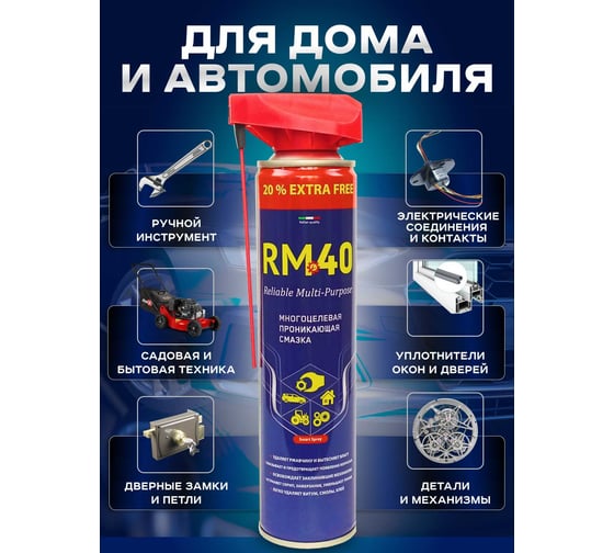 Многоцелевая проникающая смазка RM-40 аэрозоль 300 мл с регулируемым распылом RM-769