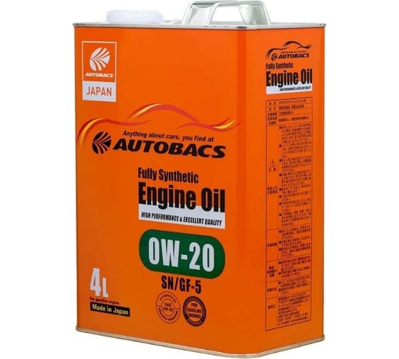 Моторное масло AUTOBACS 0w-20 engine oil, api sn, ilsac gf-5 synthetic, 4 л A01508395