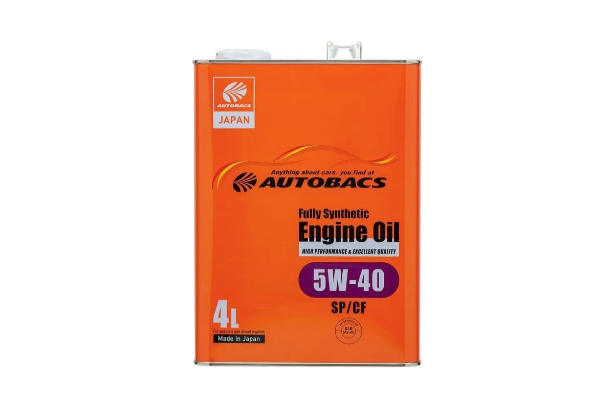Моторное масло AUTOBACS 5w-40 engine oil api sp/cf synthetic, 4 л ...