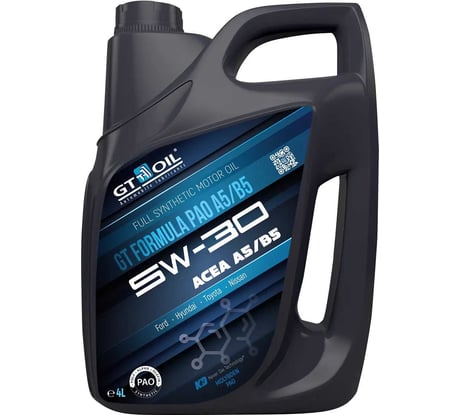 Моторное масло GT OIL GT Formula PAO A5/B5, SAE 5W-30, API SL/CF, 4 л 8809059409671