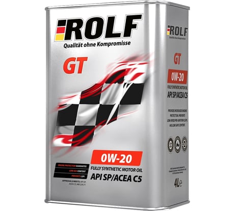 Моторное масло Rolf gt sae 0w-20, api sp, acea c5, синтетическое, 4 л 322669