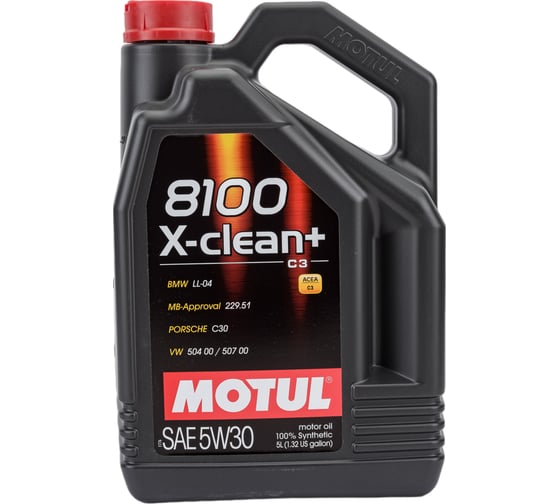 Моторное масло MOTUL 8100 X-clean+ синтетическое, SAE 5W30, 5 л 111684