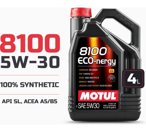 Моторное масло MOTUL 8100 ECO-nergy синтетическое, 5W30, 4 л 111860