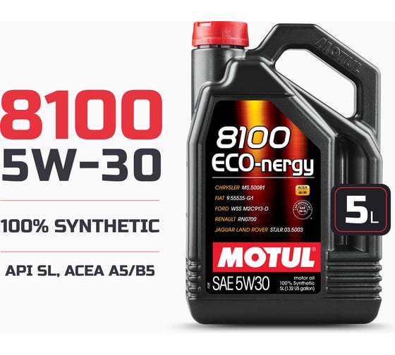 Моторное масло MOTUL 8100 ECO-nergy синтетическое, 5W30, 5 л 111686