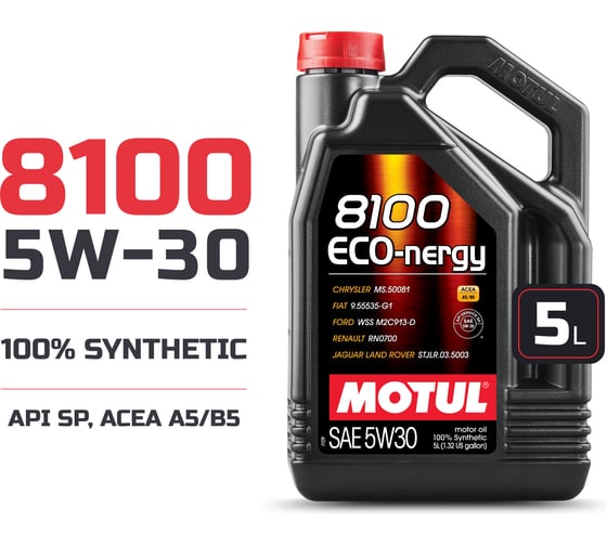 Моторное масло MOTUL 8100 ECO-nergy синтетическое, 5W30, 5 л 111686