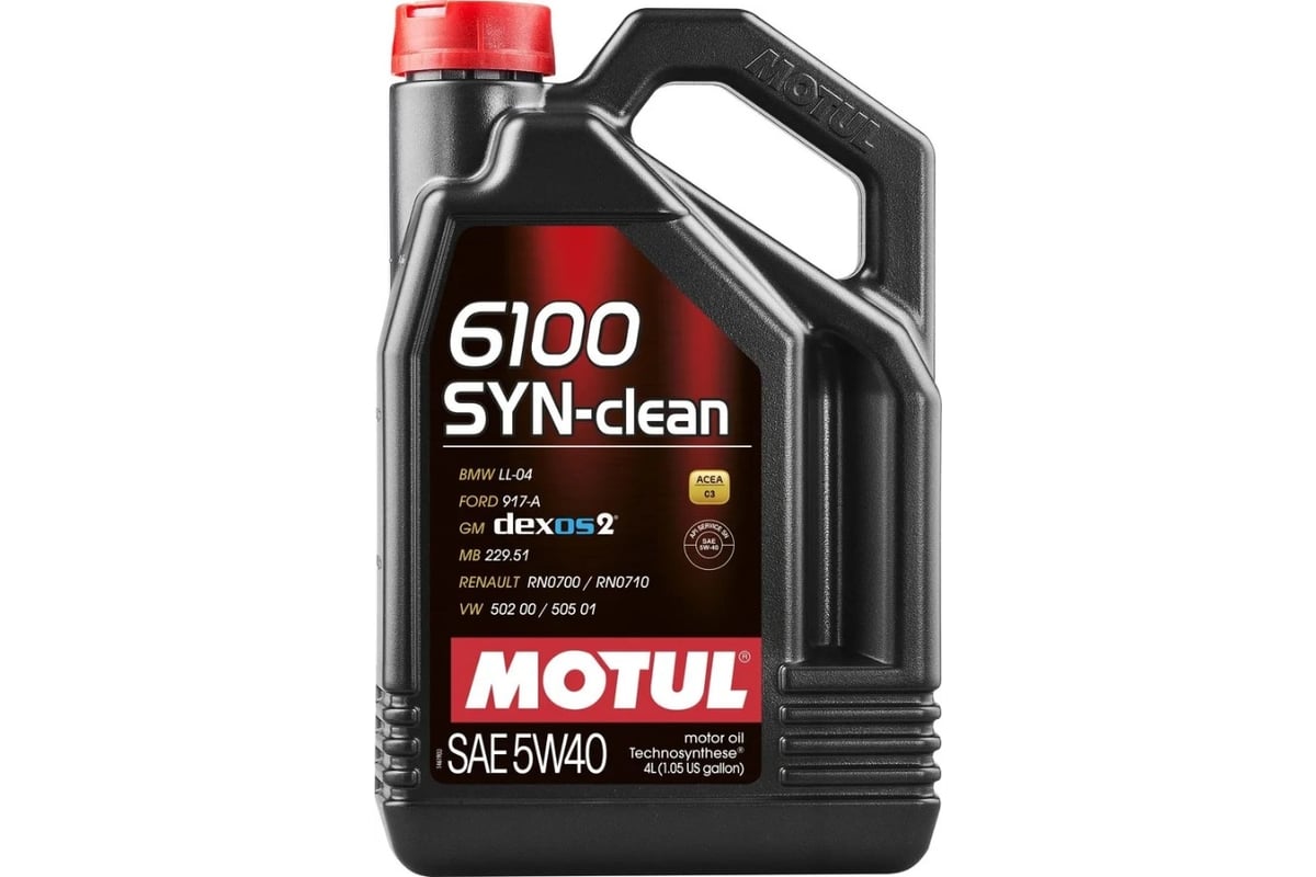 Моторное масло MOTUL 6100 SYN-CLEAN 5W40, 4 л 111863 - выгодная цена,  отзывы, характеристики, фото - купить в Москве и РФ