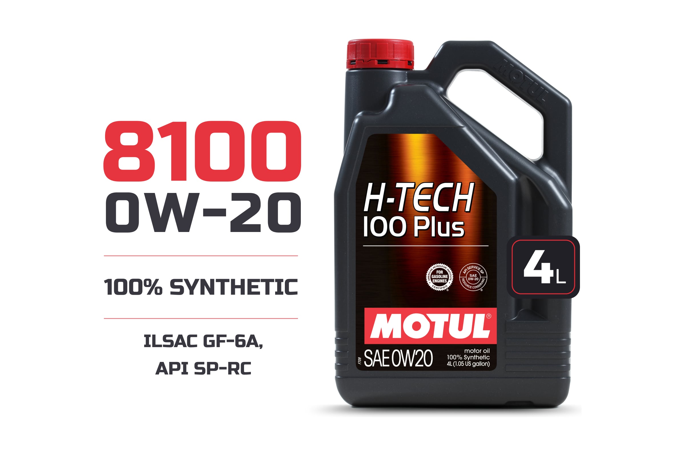 Синтетическое моторное масло MOTUL H-TECH 100 PLUS 0W20 SP 4 л