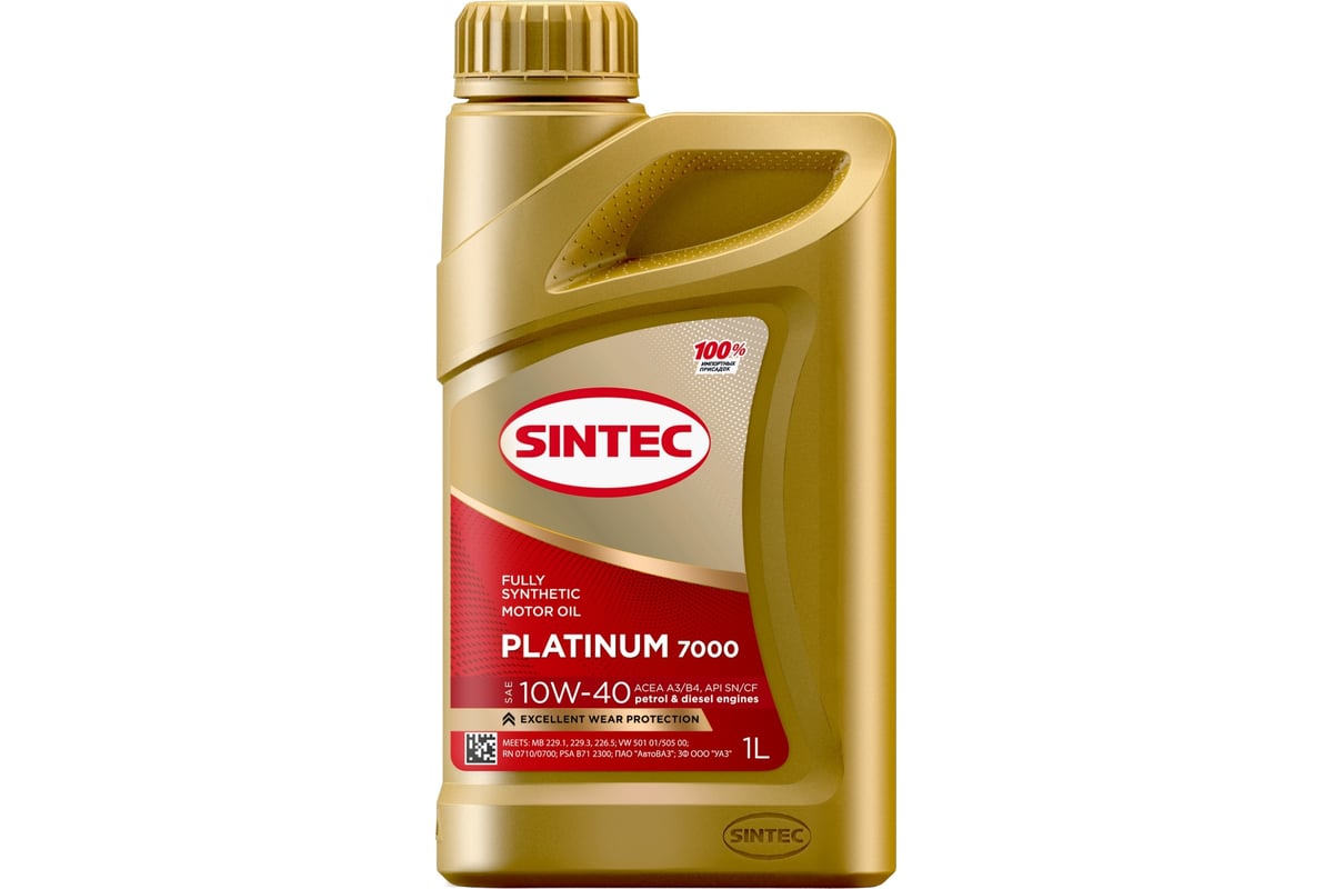 Моторное масло Sintec platinum 7000 sae 10w-40, api sn/cf, 1 л 600166 .