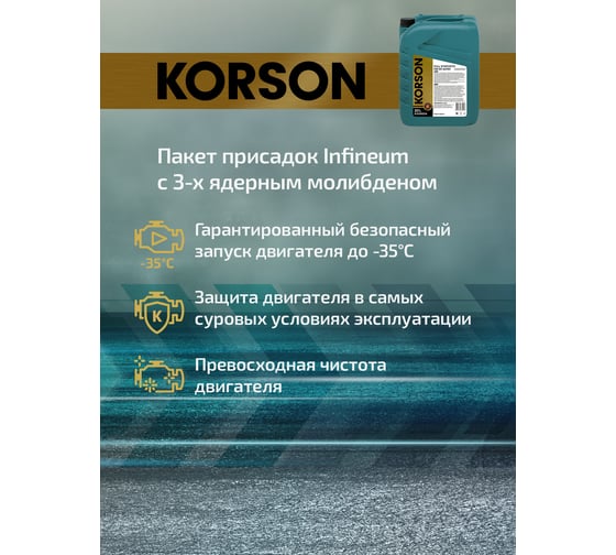 Моторное масло KORSON 5W-30 синтетическое, 20 л KS00024