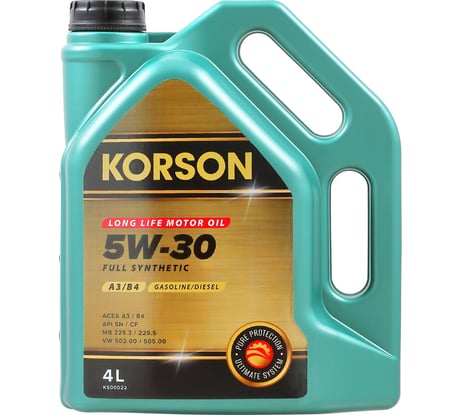 Моторное масло KORSON 5W-30 синтетическое, 4 л KS00022