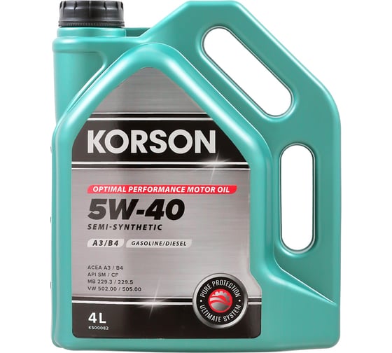 Моторное масло Korson 5W-40, полусинтетическое, 4 л KS00082