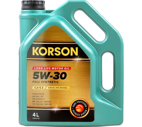  о моторном масле KORSON 5W-30 синтетическом, 4 л KS00102 .