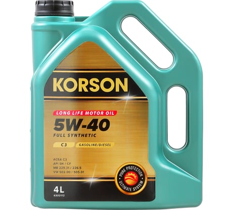 Моторное масло KORSON 5W-40, синтетическое, 4 л KS00112