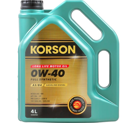 Моторное масло KORSON 0W-40 синтетическое, 4 л KS00162 1