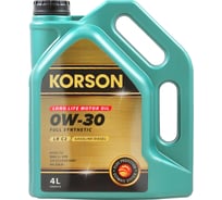Моторное масло KORSON 0W-30 синтетическое, 4 л KS00212