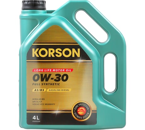 Моторное масло KORSON 0W-30 синтетическое, 4 л KS00222
