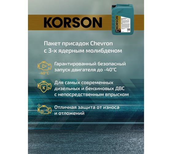 Моторное масло KORSON 0W-30, синтетическое, 20 л KS00234