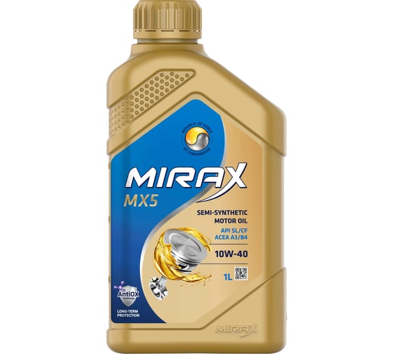 Моторное масло MIRAX полусинтетическое MX5 SAE 10W-40 ACEA A3/B4 API 607022
