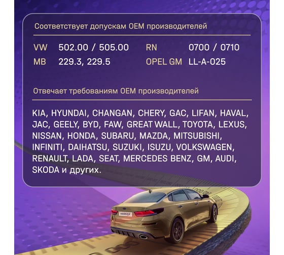 Моторное масло MIRAX синтетическое MX7 SAE 5W-30 ACEA A3/B4 API SL/C 607027