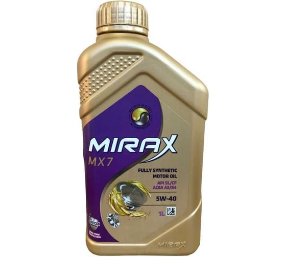 Моторное масло MIRAX синтетическое MX7 SAE 5W-40 ACEA A3/B4 API SL/S 607024