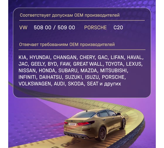 Моторное масло MIRAX mx9 синтетическое, SAE 0W-20, ACEA C5, API SN plus 607037