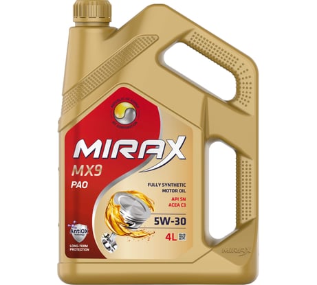 Моторное масло MIRAX синтетическое MX9 SAE 5W-30 ACEA C3 API SN 4л 60 607033
