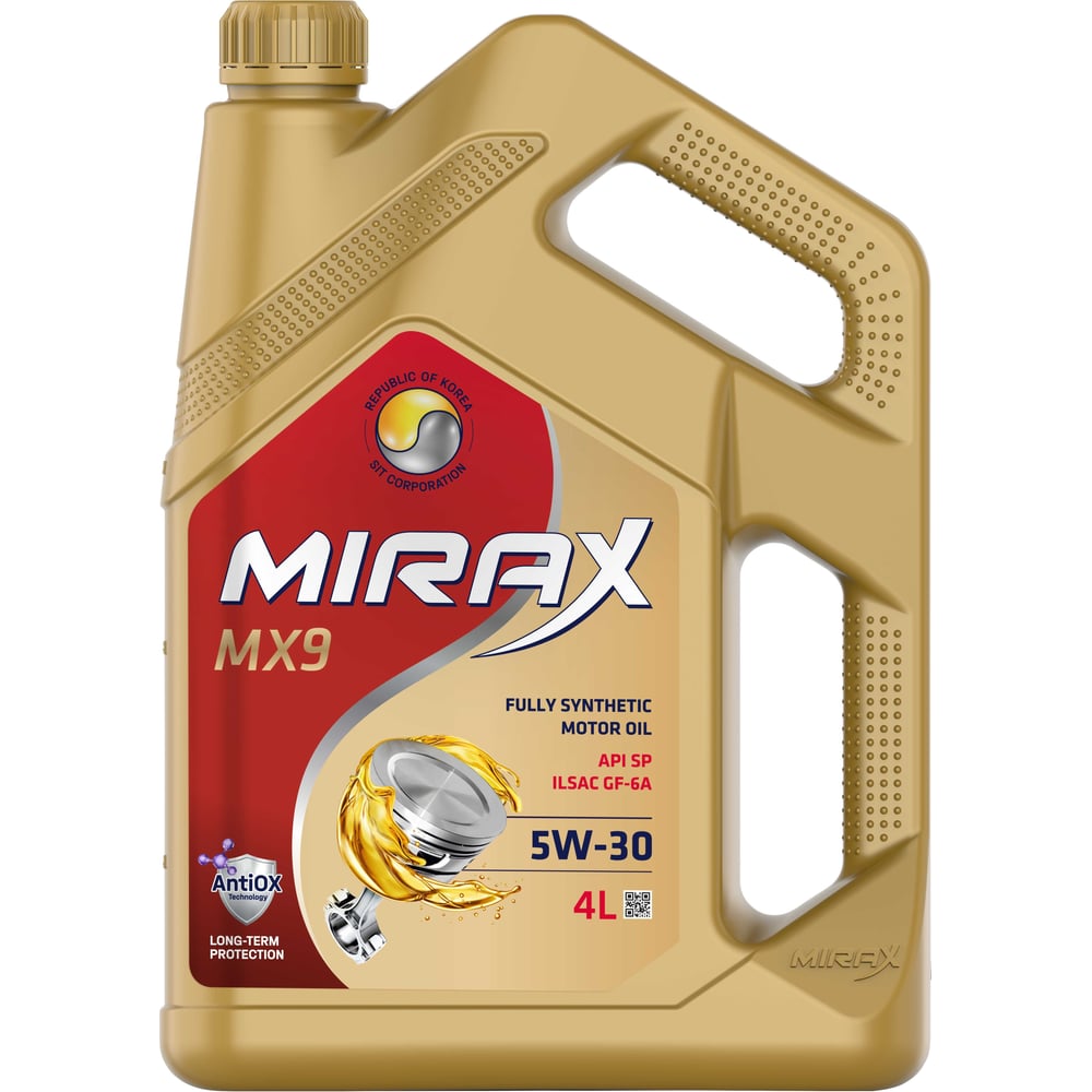 Моторное масло MIRAX синтетическое MX9 SAE 5W-30 ILSAC GF-6A API SP 4  607029 - выгодная цена, отзывы, характеристики, фото - купить в Москве и РФ