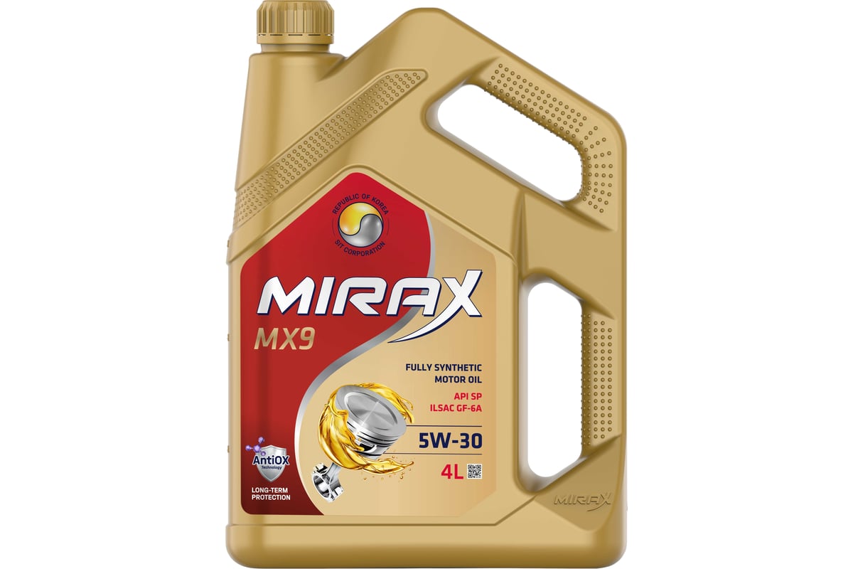 Моторное масло MIRAX синтетическое MX9 SAE 5W-30 ILSAC GF-6A API SP 4 607029