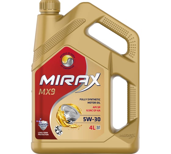 Моторное масло MIRAX синтетическое MX9 SAE 5W-30 ILSAC GF-6A API SP 4 607029 1