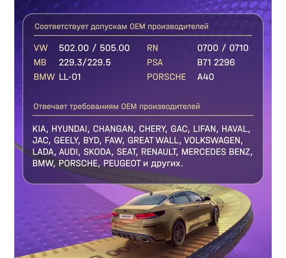 Моторное масло MIRAX синтетическое MX9 SAE 5W-40 ACEA A3/B4 API SP 4 607031