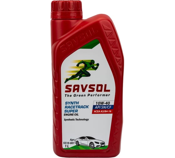 Синтетическое моторное масло SAVSOL SUPER 10W-40, ACEA A3/B4-12, API SN/CF, 1 л SS10-001