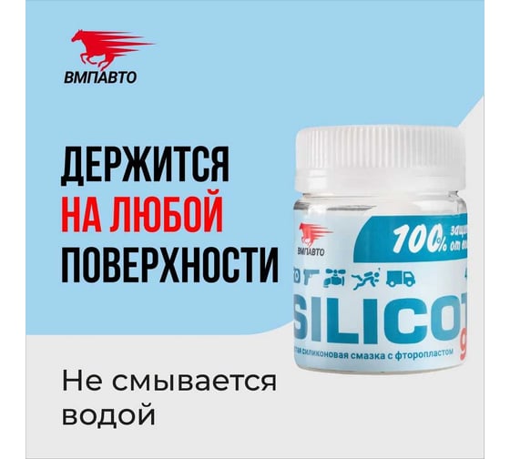 Смазка ВМПАВТО Silicot gel для резиновых и пластиковых механизмов, силиконовая, 40 г, банка, в пакете, 2204